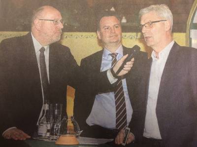 Gesprchsrunde: Moderator Ralf Bosse mit Dr.jur. Gnter Krings und Abrecht Pfrtner.